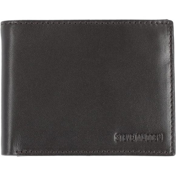 Men's Leather RFID Wallet Extra Capacity Attached Flip Pocket - Brown (Glove) - Picture 1 of 5
